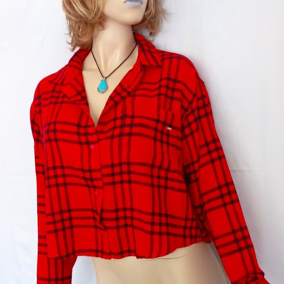 PINK VICTORIA'S SECRET Plaids Button Down Shirt Sz L Very Cute! - Picture 4 of 7